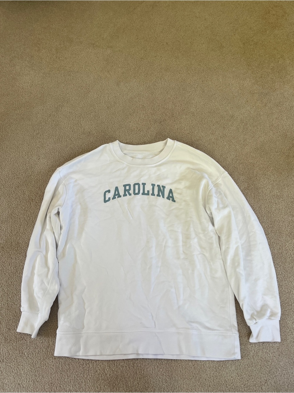 Lululemon x UNC collab white sweatshirt